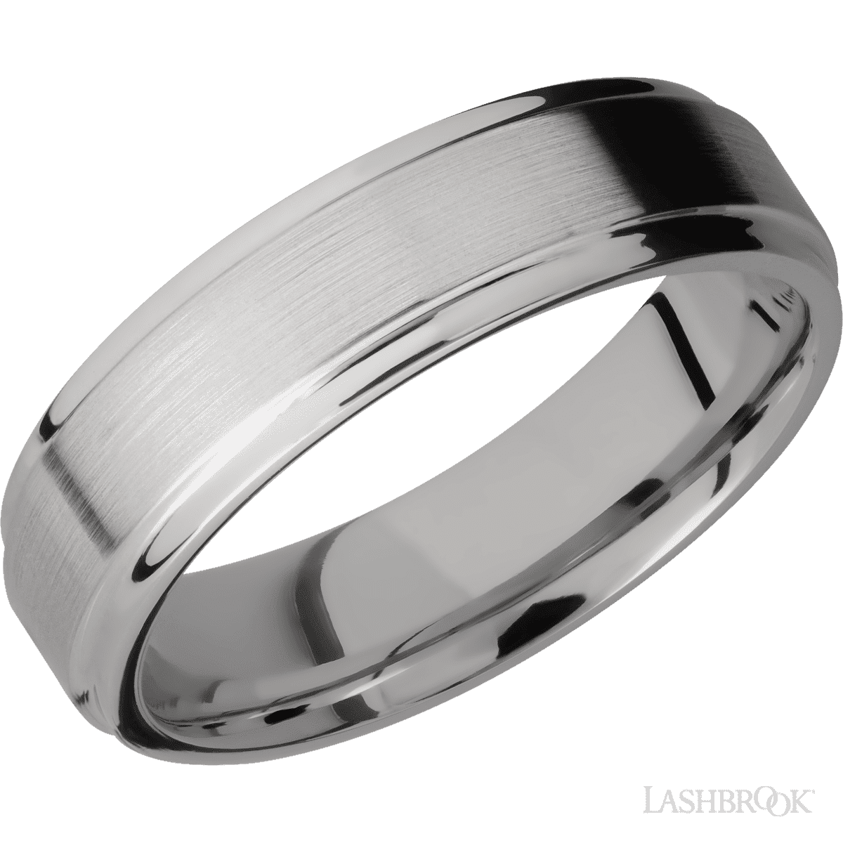 Lashbrook Flat Grooved Edges Titanium with Satin Polish Finish