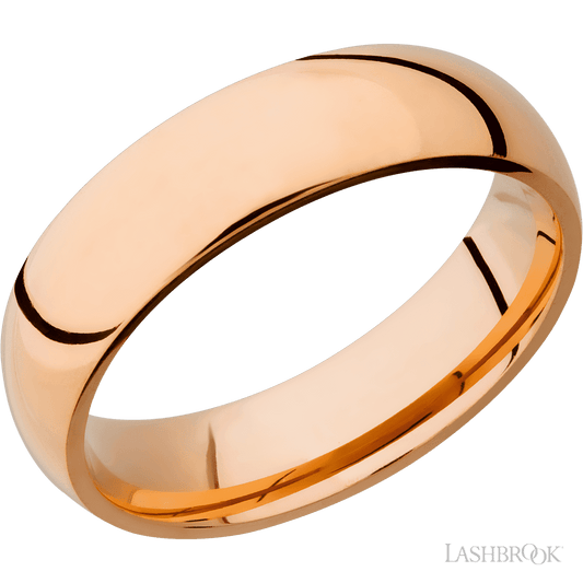 Lashbrook Domed 14K Rose Gold with Polish Finish