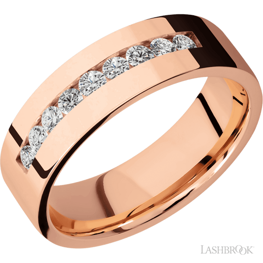 Lashbrook Channel Set Round Diamond 14K Rose Gold with Polish Finish