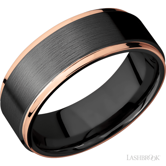 Lashbrook Zirconium with Satin Polish Finish and 14K Rose Gold Inlay