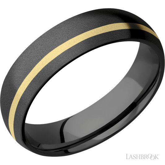 Lashbrook Zirconium with Bead Finish and 14K Yellow Gold Inlay