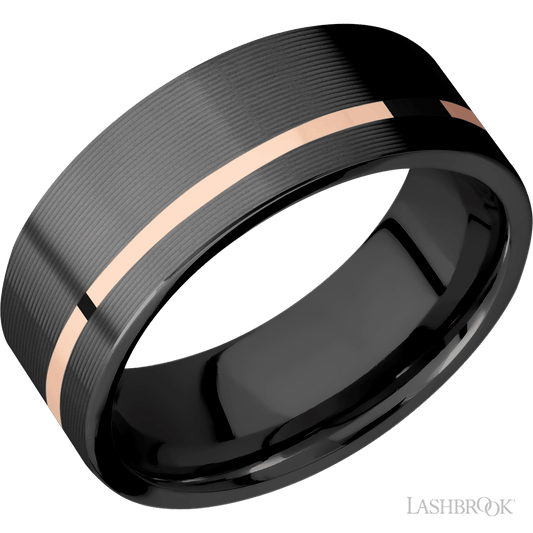 Lashbrook Zirconium with Machine Finish and 14K Rose Gold Inlay