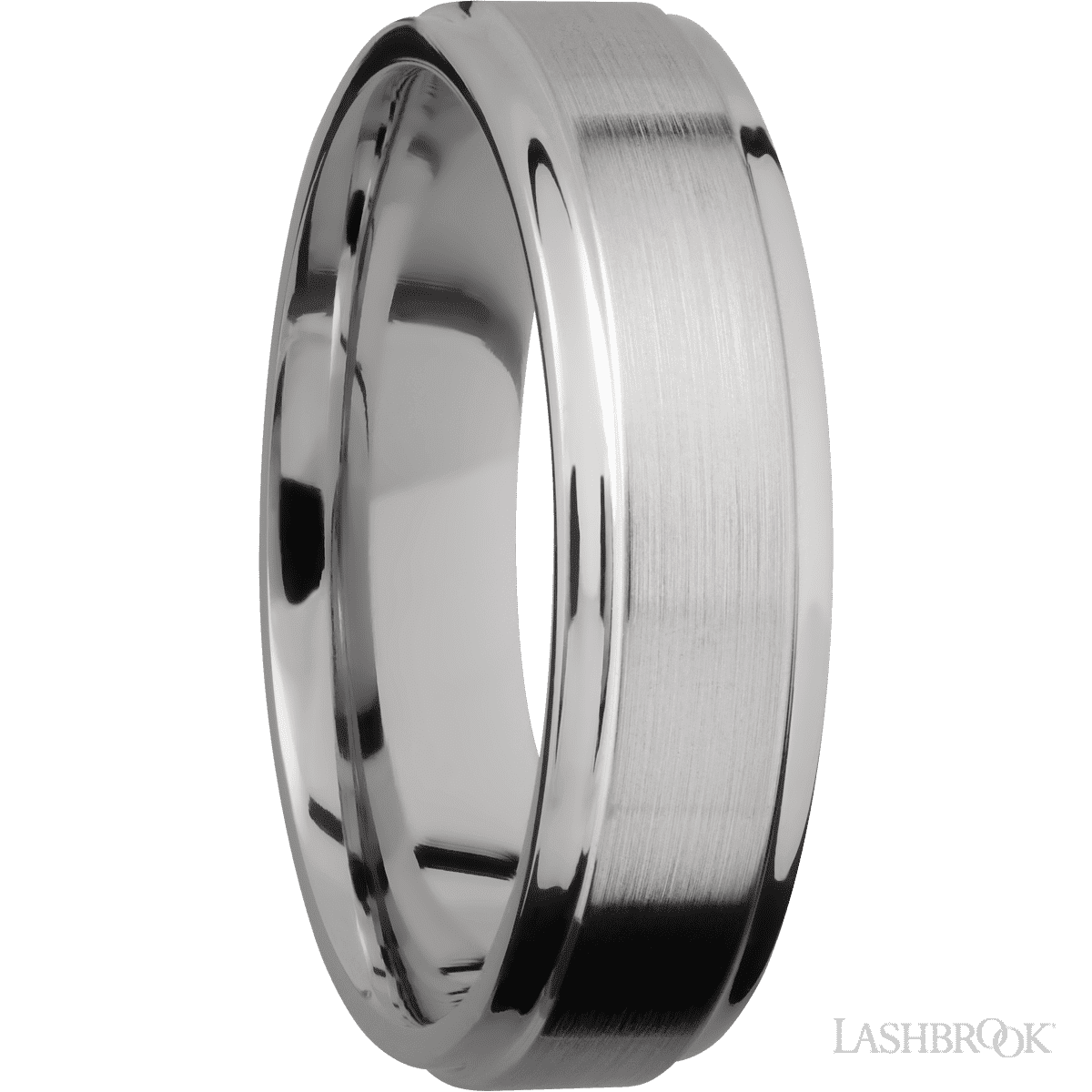 Lashbrook Flat Grooved Edges Titanium with Satin Polish Finish