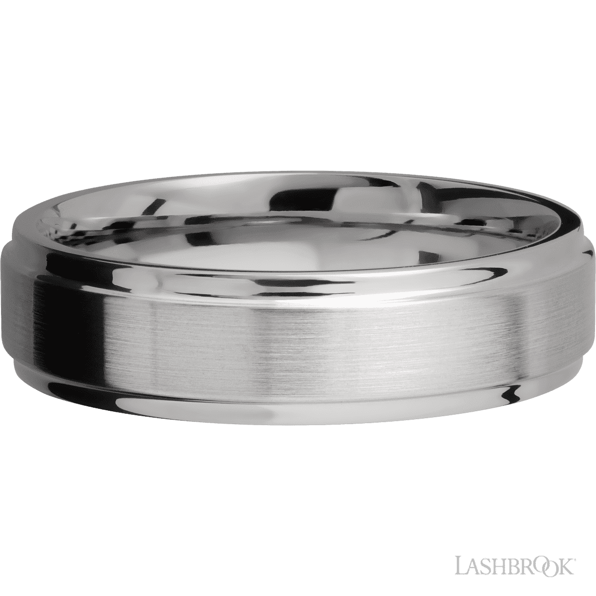 Lashbrook Flat Grooved Edges Titanium with Satin Polish Finish