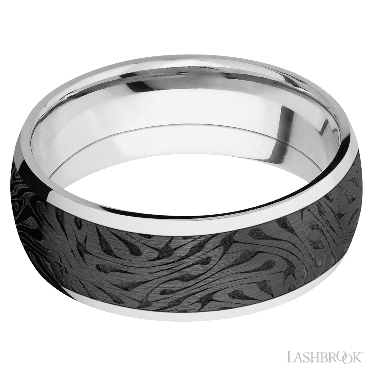 Lashbrook 14K White Gold with Polish Finish and Zirconium Inlay