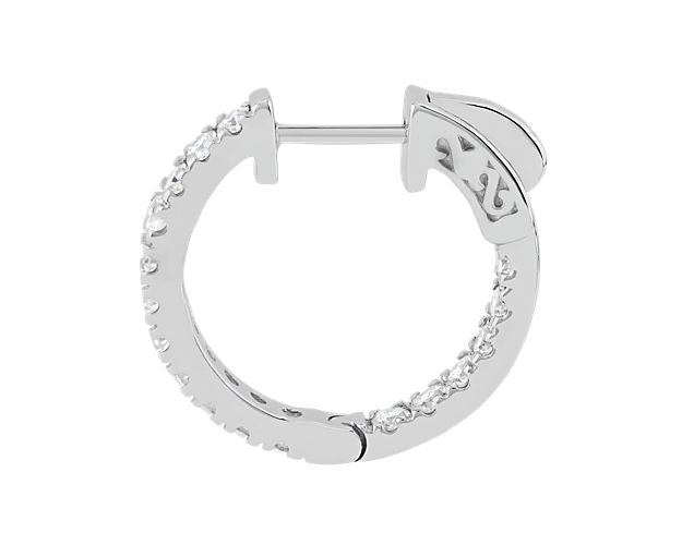 14K White Gold Inside Out Diamonds Hoops