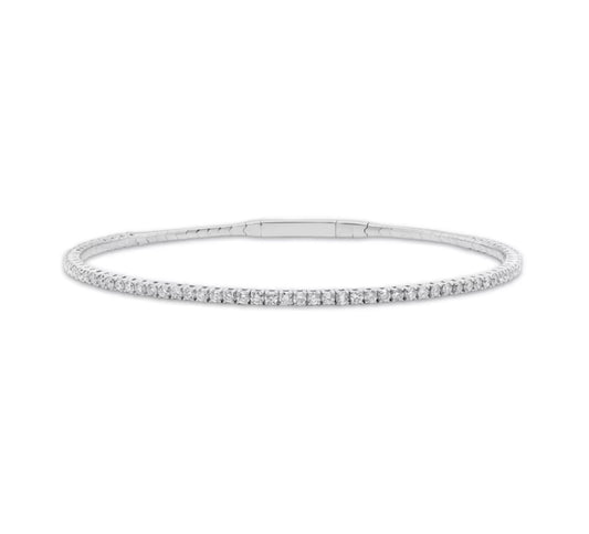 14K White Gold Diamond Flexible Bangle Bracelet