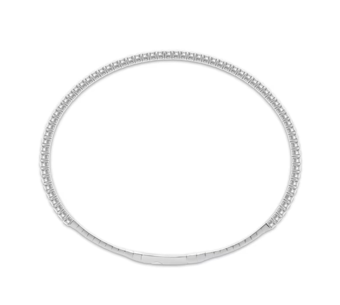 14K White Gold Diamond Flexible Bangle Bracelet