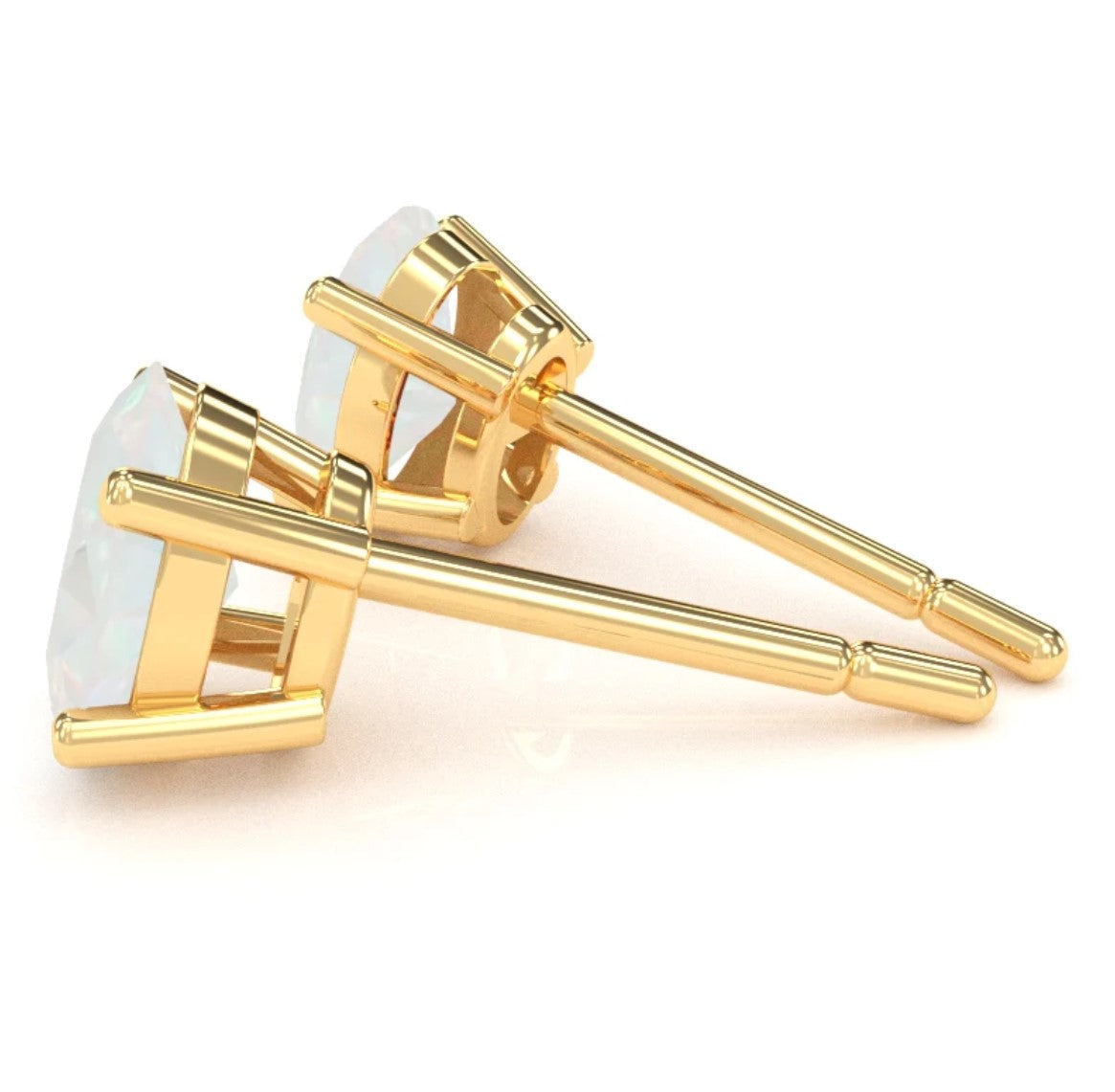 14K Yellow Gold Opal Stud Earrings