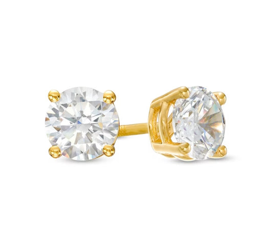 14K Yellow Gold Four Prong Diamond Stud Earrings