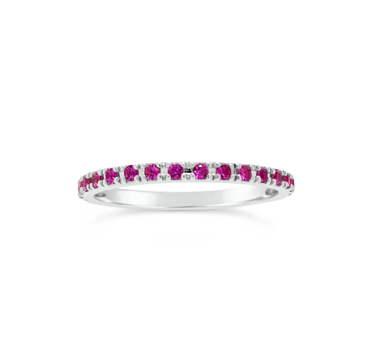14K White Gold Pink Sapphire Eternity Band