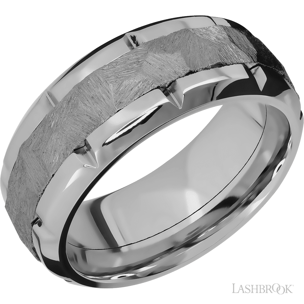 Lashbrook 14K White Gold High Beveled Band With Tantalum Inlay